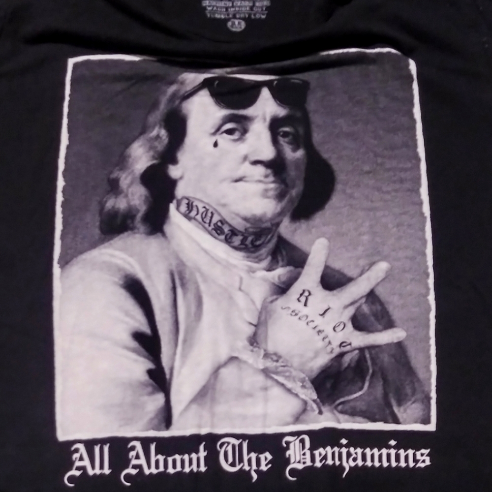 Medium Black riot society "all about the benjamins" t-shirt